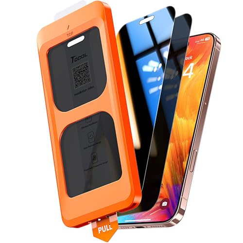 Image of TOCOL for iPhone 16 Pro Max Privacy Screen Protector True 25Anti Spy 9H+ Hardness Tempered Glass for Full Coverage Easy Installation, 2 Pack