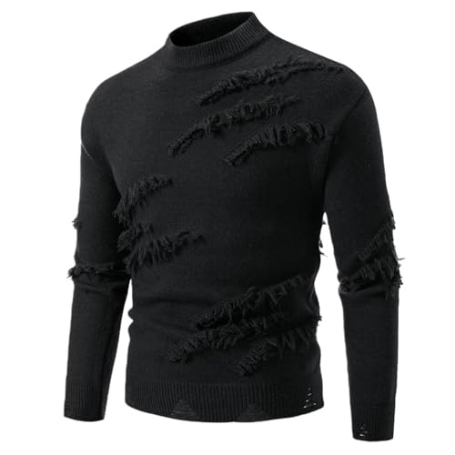 Pull col montant homme tricot hiver vêtement décontracté uni casual