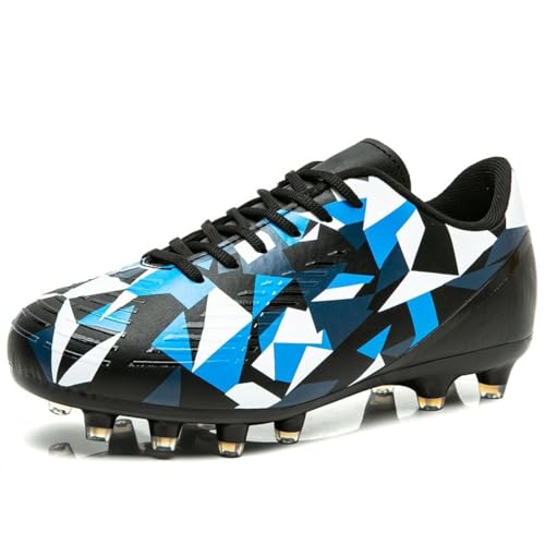 MIFAWA Kids Soccer Cleats Boys Girls Youth Football Cleats for Boys Girls Athletic Outdoor Soccer Shoes Lightweight Teenager Unisex Training Football Shoes for Little and Big Kid BlackBlue