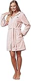 L&L-ZPPR 7119 Frottier Damen Soft Langarm Bademantel Reißverschluss Hausmantel Bademantel mit Kapuze für Damen Bademantel mit Reissverschluss Damen Kurz Sommer Morgenmantel(Apricot Purple, Large)