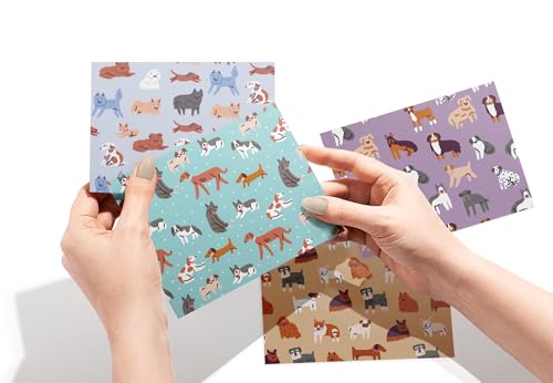Image of Twigs Paper Note Cards - 12 Assorted Dog Pattern Designs with Envelopes - Made in the USA - Eco-Friendly Blank Note Cards for Everyday Correspondence - 5.5 x 4.25 Inches