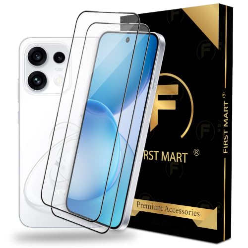 Image of FIRST MART Tempered Glass Screen Protector for Oppo Reno 16c - Full-Glue Screen Guard, 3D Edge to Edge, HD Clear, Bubble-Free, Case-Friendly, Black, Pack of 2