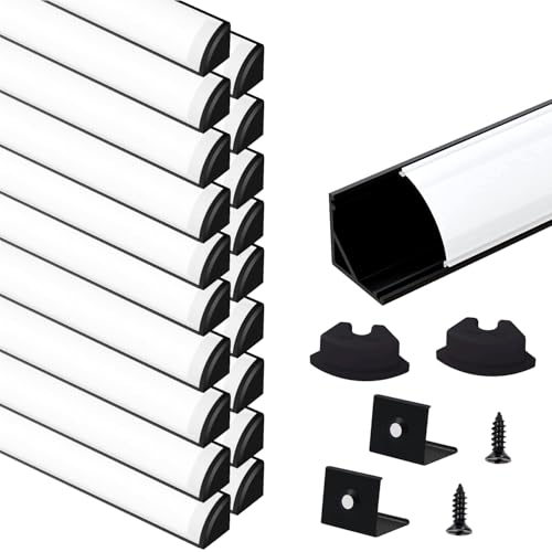 Image of VST 20pack 3.3ft LED Channel, V Shape Led Diffuser Channel, LED Aluminum Channel System with Milky Cover, End Caps and Mounting Clips, Aluminum Profile for LED Strip Light Very Easy Installation