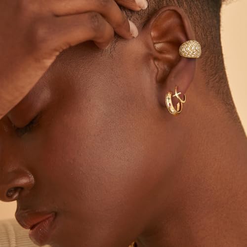 MYEARS Women Hoop Earrings Gold 14K Gold Filled Small Simple Handmade Hypoallergenic Everyday Illusion Jewelry2