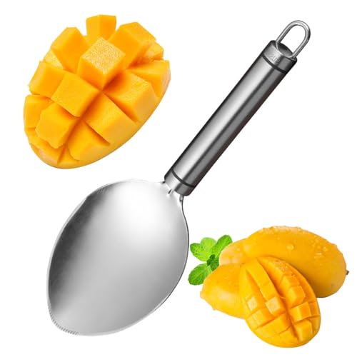 Mango Slicer,Stainless Steel Mango Cutter Tool Fruit Slicer Cutter Pitter Serrated Mango Splitter for Watermelon cutter Peach Slicer and More(silver)