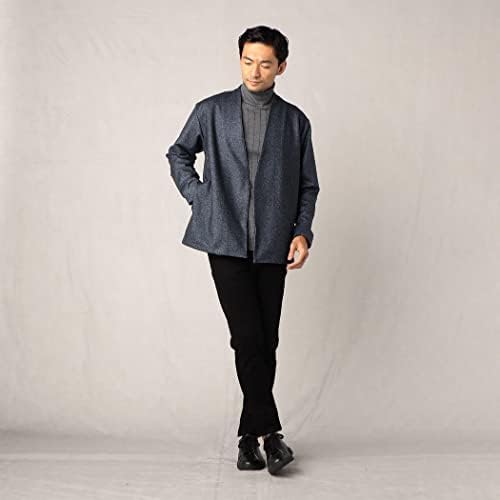 定価36300円　コムサメン　デニムプリント法被カーデ　中間層ダウン95％　L コムサメン デニムプリント法被カーデ 中間層ダウン95％ M