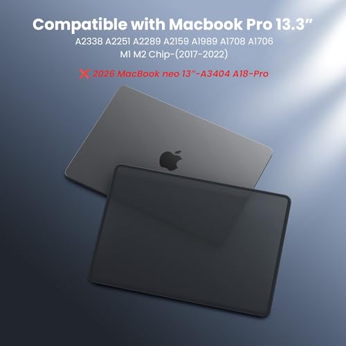 Image of BlueSwan Case Compatible for Macbook Pro 13 inch M2 M1 A2338 A2251 A2289 A2159 A1989 A1706 A1708, Released in 2024 2023 2022-2017,Anti-rupture TPU Frame + PC Matte Anti-fingerprint Cover-Frosted Black