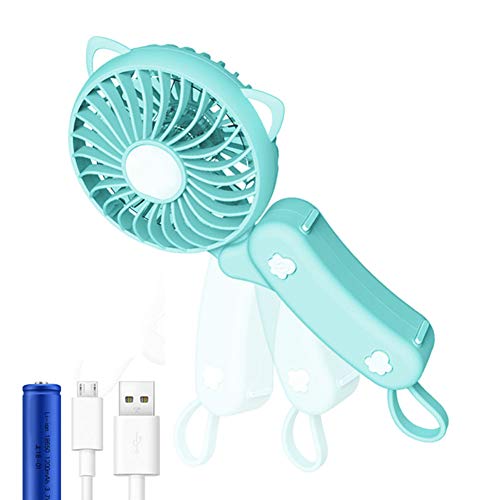 DUYER Ventilador USB pequeño, Plegable Ventilador USB, Mini Recargable 3 Velocidades energía eólica Adecuado para Estudiante Célula compartida Cama