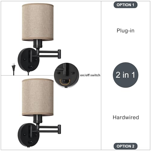 Apliques de pared retro con interruptor y cable de 1.7m ajustable para dormitorio color marrón 3