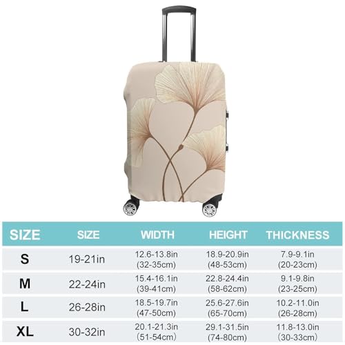 Brown Ginkgo Leaves Luggage Cover, Washable Elastic Suitcase Cover Protector Fit 18-32 Inch Luggage2