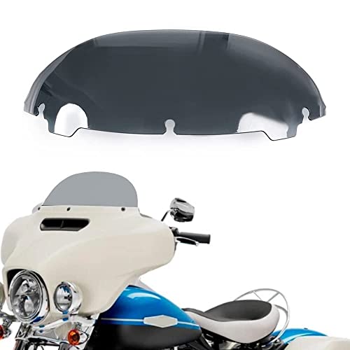 Image of Smoke 7 inch Round Batwing Windshield Windscreen Compatible for 14-24 Harley Davidson Touring Street Glide Electra Glide FLHT FLHTCU Ultra Classic Glide FLHX FLHTK Tri Glide 2014-2024