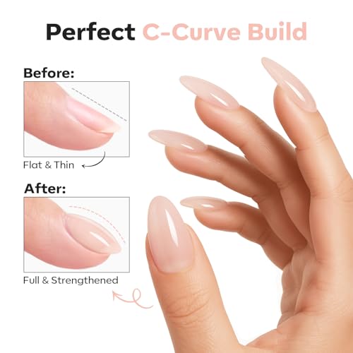 Image of modelones Nude Builder Nail Gel Top Coat, 15 ML No Wipe Ultra Gloss Jelly Gel Polish Apex Building Nails Strengthener Extension Neutral Color Nail Art Long Lasting Soak Off U V Manicure Gift for Women