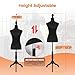 Mannequin Dress Form Female Dress Model Torso Display Mannequin Body 50-63 Inch Height Adjustable Tripod Stand (Black, 50-63 Inches)