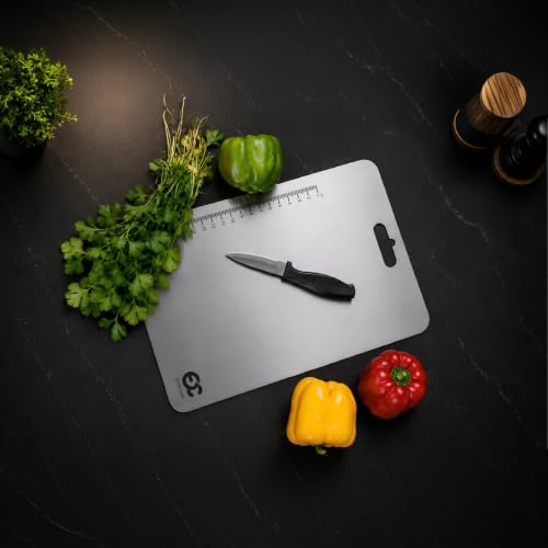 Image of EVERCREST Stainless Steel Chopping Board for Vegetables and Meat | HYGIENIC, Odor Free, Rust Resistant Cutting Board | Easy Clean Kitchen PREP Board for Daily Cooking
