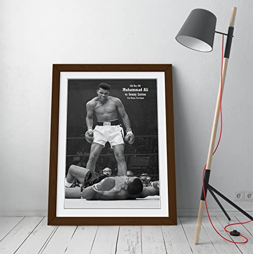 CANVAS MONKEY Muhammad Ali Sonny Liston Vintage Boxing Framed Wall Art Picture Print - A3 - Walnut Frame CANVAS MONKEY Muhammad Ali Sonny Liston Vintage Boxing Framed Wall Art Picture Print - A3 - Walnut Frame