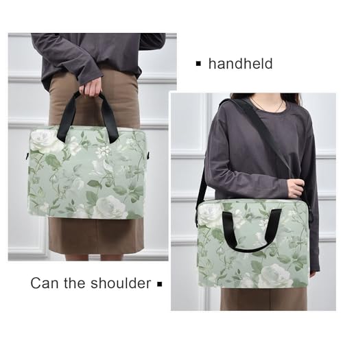Maletín portátil verde claro con estampado floral para laptop 13-15.6" miniatura 2