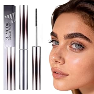 Iron Wand Mascara, Waterproof Mascaras Black Volume and Length,5D Curling Eyelash Iron Mascara with Washable Metal Wands, Long-lasting Smudge Proof Mascaras for Lengthening Volumizing Eyelashes (1)