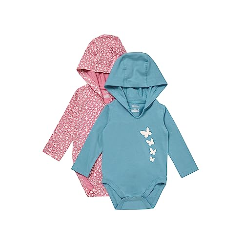 Hanes Unisex Baby Pure Comfort Long Sleeve Hoodie Bodysuits, Infant Bodysuits, Unisex, 3-Pack