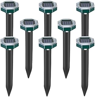 ELIOELIO Mole Repellent Solar Powered 8 Pack Ultrasonic Sonic Repellent, Vole Snake Gopher Deterrent Spikes for Lawn Garden, Outdoor Yard Groundhog Chipmunk Repeller, 3.15 x 2.5 10.5 inches