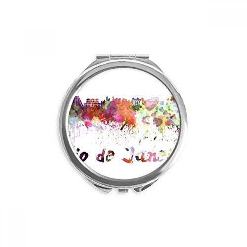 Miroir rond de poche Rio de Janeiro aquarelle compact pour retouches maquillage