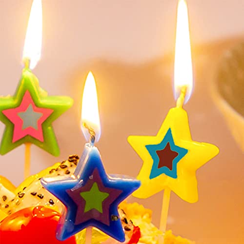 Aprildecember Mixed Star Candles, Multi-Color Cake Candle Toppers For Birthday Baby Shower Party Wedding Cake Decoration Supplies  thumb #1