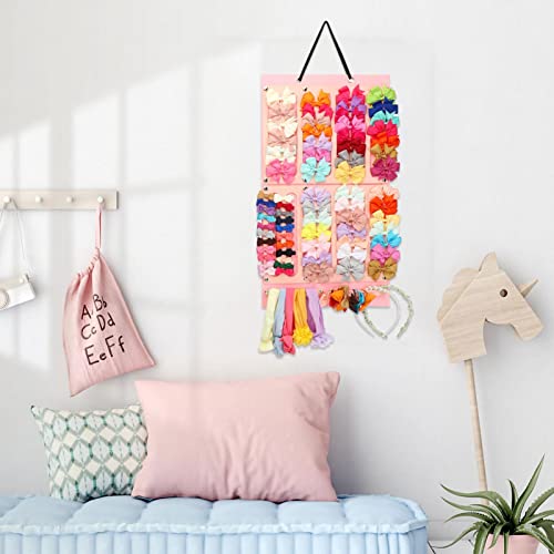 Organizador com suporte para laços de cabelo com grande capacidade – armazenamento de faixas para be