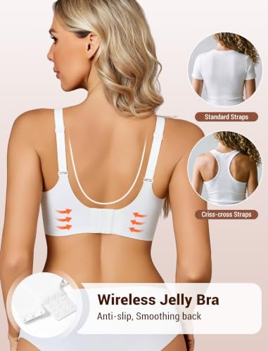 Image of Avidlove Jelly Bras for Women No Underwire Seamless Bralettes Wireless Push Up Scalloped Full Coverage Sports Everyday Bra