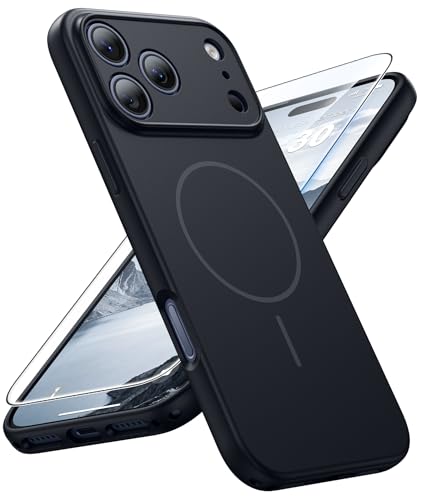 Image of FNTCASE for iPhone 17 Pro Max Case: [Compatible with Magsafe] Solid Black Matte 17 Promax Magnetic Phone Cover with [Full Camera Protection] [Screen Protector] Military Grade Shockproof Protective