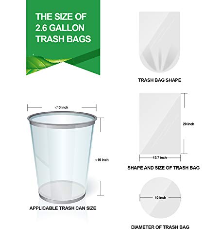 Small Clear Trash Bags Forid 2.6 Gallon Garbage Bags Wastebasket Bin Liners 330 Count Plastic Trash Bags For Bathroom Bedroom Office Garbage Can 10 Liters #TOP2