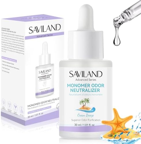 SAVILAND Monomer Odor Neutralizer: 30 ml Superior Odor Purification Monomer Drops Odor Out for Acrylic Nail Liquid with Dropper for Nail Tech Acrylic Nails Salon Ocean Breeze