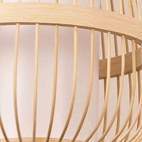 Lámpara colgante de bambú con cable ajustable E27 para comedor 5