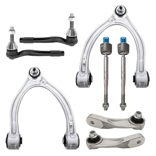 Image of Detroit Axle - 8pc Front End Kit for Mercedes-Benz C300 C350e CLS450 E450 E300, 2 Upper Control Arms with Ball Joint Assembly 4 Outer Inner Tie Rod Ends 2 Sway Bar Links Replacement