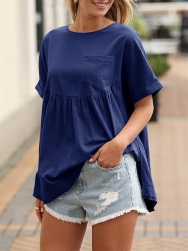 Image of Tankaneo Womens Summer Babydoll Tops Casual Loose Fit Peplum Oversized Tunic Shirts