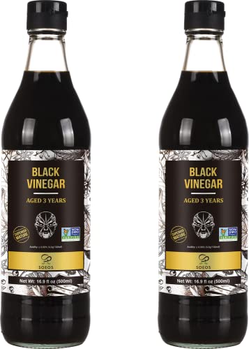 Chinkiang Vinegar 16.9 fl oz (Pack of 2), Zhenjiang Vinegar, Chinese Black Vinegar, Chinese Vinegar, Black Vinegar for Braised Meats and Fish, Noodles, and Dipping Sauce