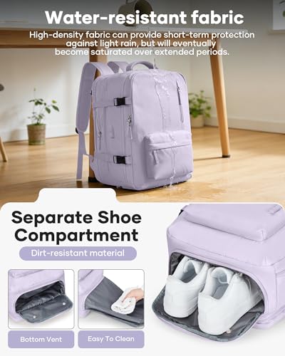 Image of winspansy Vacuum Backpack Travel with Pump Carry on Luggage Flight Approved Essentials Personal Item Travel Bag with Vacuum System Waterproof Compression Backpack for Women Men Mochila de Viaje Purple