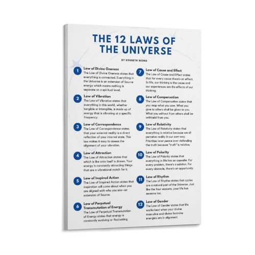 Tableau 12 Laws of Universe Spiritual encadré 16x24inch style minimaliste noir