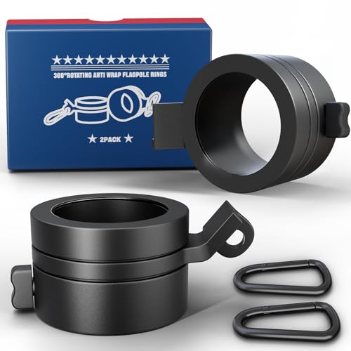FFILY Aluminum Flag Pole Rings Tangle Free Flagpole Rings with Patented Angled Lift Design 360 Rotating Flag Pole Parts with Stainless Steel Carabiners for 0.78-1.02 Inch Diameter Flagpoles