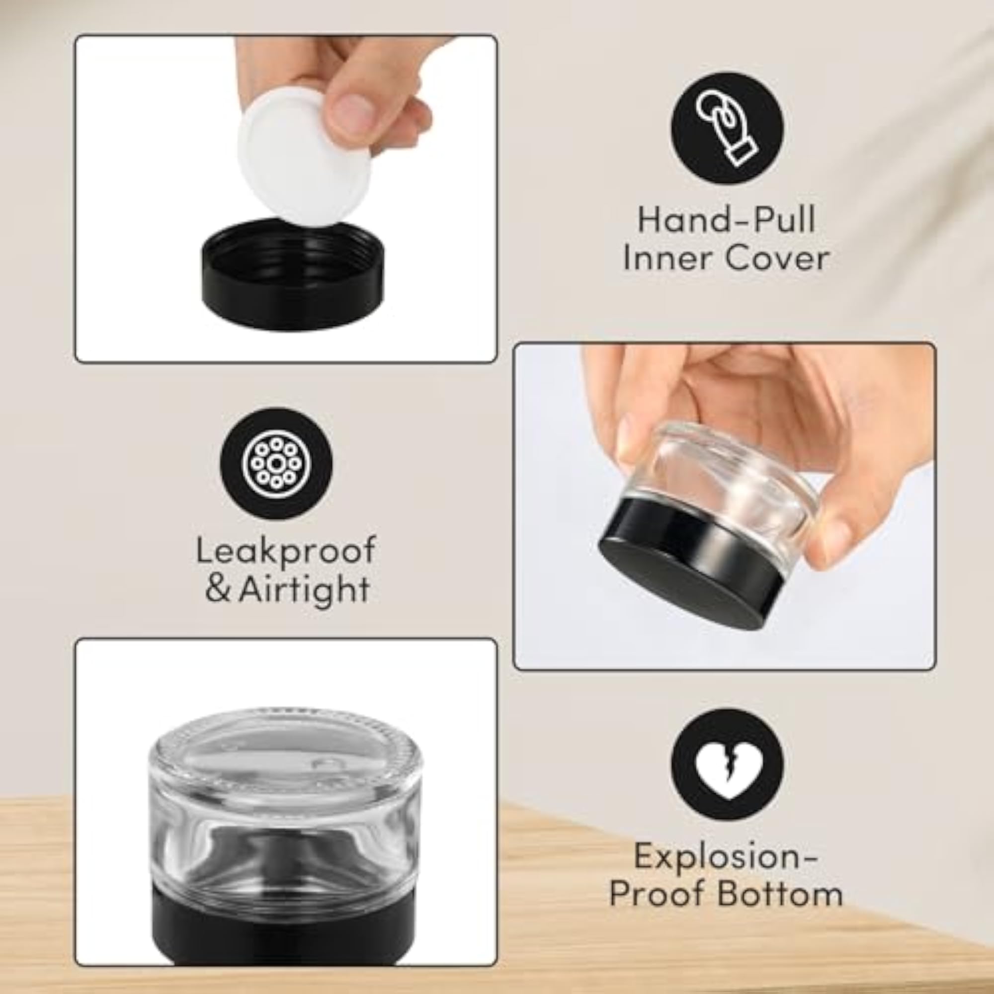 1oz Glass Jars with Lids, 4 Pack Clear Small Containers