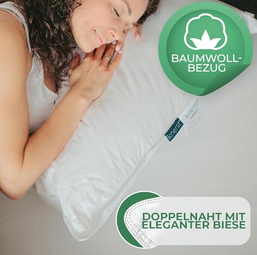 Kopfkissen 80x80 Federkissen Made in Germany - Kissen mit 100% Federfüllung - Federkopfkissen mit Bezug aus Baumwolle - Ökotex-zertifiziert - Füllkissen für erholsamen Schlaf - Kissen - 1er Set