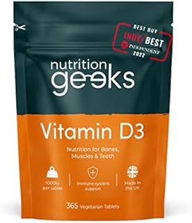 Vitamin D 1000iu - 1 Year Supply, 365 Easy-Swallow Vitamin D Tablets, Vegetarian Vitamin D3 1000iu, High Strength Immune Support Vitamin D Supplement - Awarded by The Independent UK