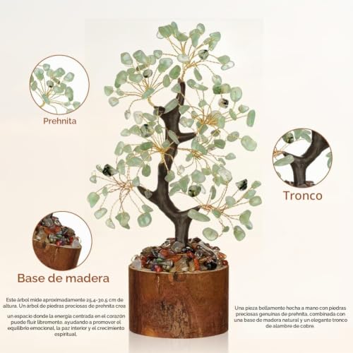 Miniatura 3 de Vicloon Árbol de la Vida de Cristal, Árbol de la Vida de los Siete Chakras para Obtener Energía Positiva, Cristales y Piedras Curativas, Hogar Oficina Decor (Prehnita)