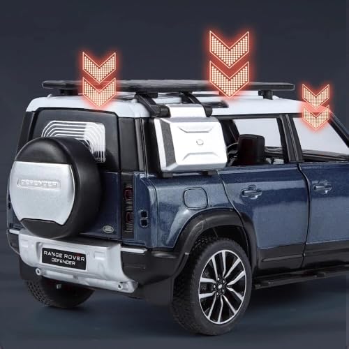 Image of 1:32 Compatible for Land Rover Defender 110 Diecast SUV | Metal Pull Back Toy Car with Sound, Light & Openable Doors | Alloy Model Car for Kids, Boys, Girls & Collectors (Blue)