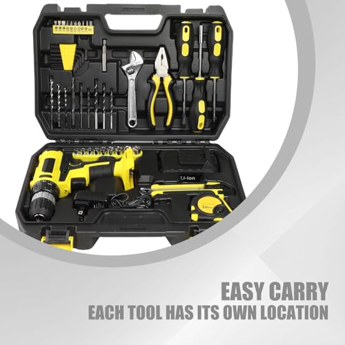 Kit de herramientas combinado 46 piezas con taladro inalámbrico 18V miniatura 2