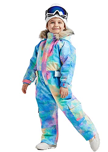 Image of Kids Girls Boys Waterproof Colorful One Piece Snowsuits Coveralls Ski Suits Jackets Winter Jumpsuits