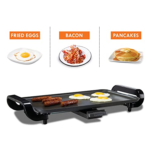 Kenmore Non-Stick Electric Griddle with Removable Drip Tray, Black, 10" x 18" Cooking Surface, Compact Countertop Cooking, Grill, Saute, Fry - Image 4