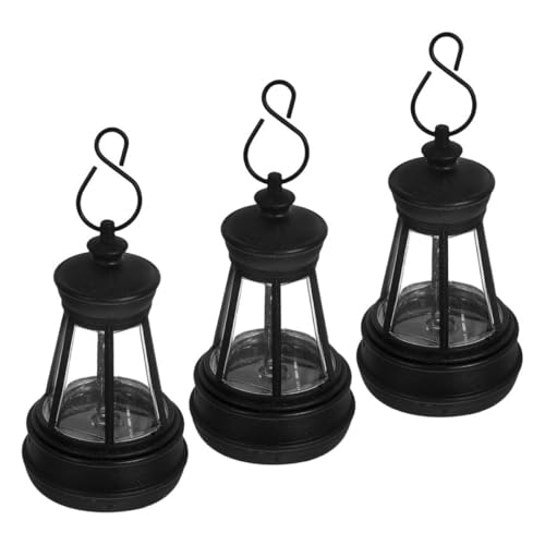 SILENRADAWN Linterna Solar Pequeña para Exteriores, Farol LED Carga Solar, 3 Unidades de Plástico Resistente, Linterna Colgante para Jardín, Decoración de Patio y Porche, Luz Ambiental