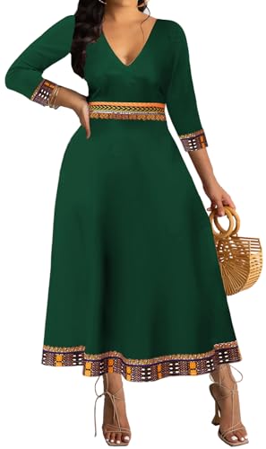 Image of VisiChenup African Print Dress for Women Casual Midi Dress