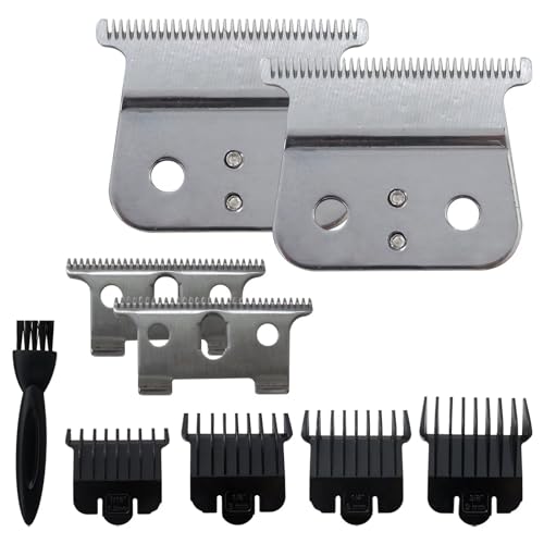 BGEHHCY 2 Pack T Liner Clipper and Trimmer Blades Replacement for Andis GTX, GTO, GO, SL and SLS Models - Silver