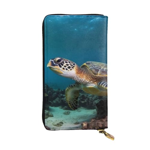 Sea Turtle Wallet For Women Men Clutch Rfid Blocking Leather Wallets Large Capacity Purse Credit Card Holder Money Case With Zipper Phone Holder Long Travel Purse