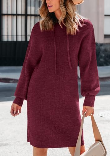 PRETTYGARDEN Womens Fall Sweater Dress Casual Long Sleeve Chunky Knit Pullover Oversized Hoodie Tunic Sweaters Winter Clothes